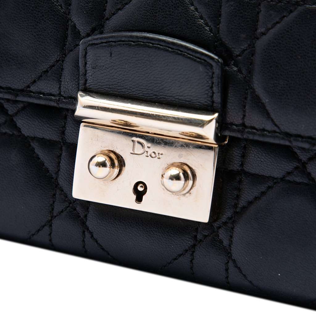 Dior Lambskin Cannage Miss Dior Promenade Wallet on Chain Black Leather Very good condition - Box View