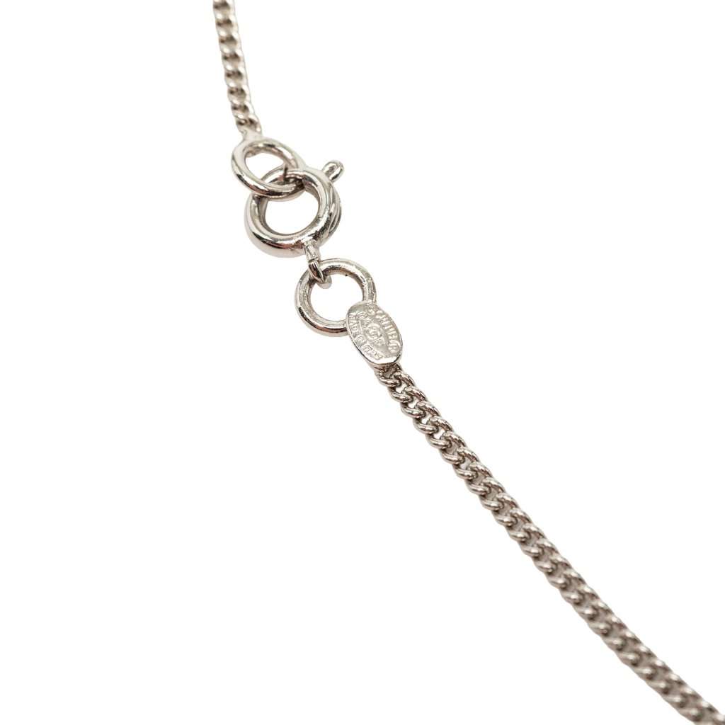 Chanel CC Brass Heart Pendant Necklace Silver Metal Very good - Model View
