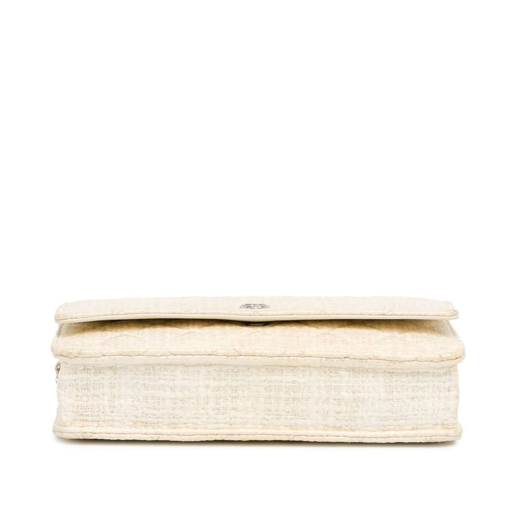 Chanel CC Coated Tweed Wallet On Chain Beige Very good - Model View