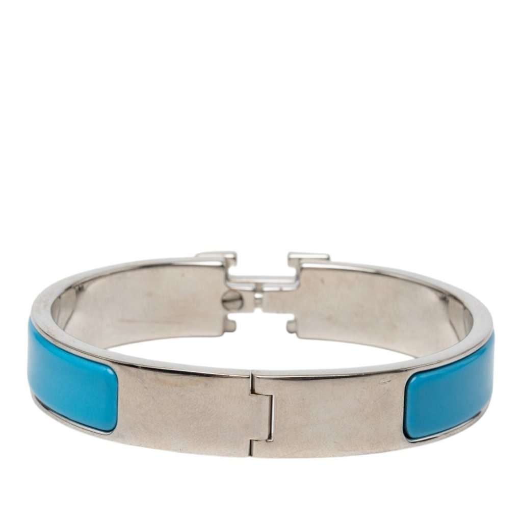 Hermès Narrow Enamel Clic H Bracelet PM Blue Very good - Inside View