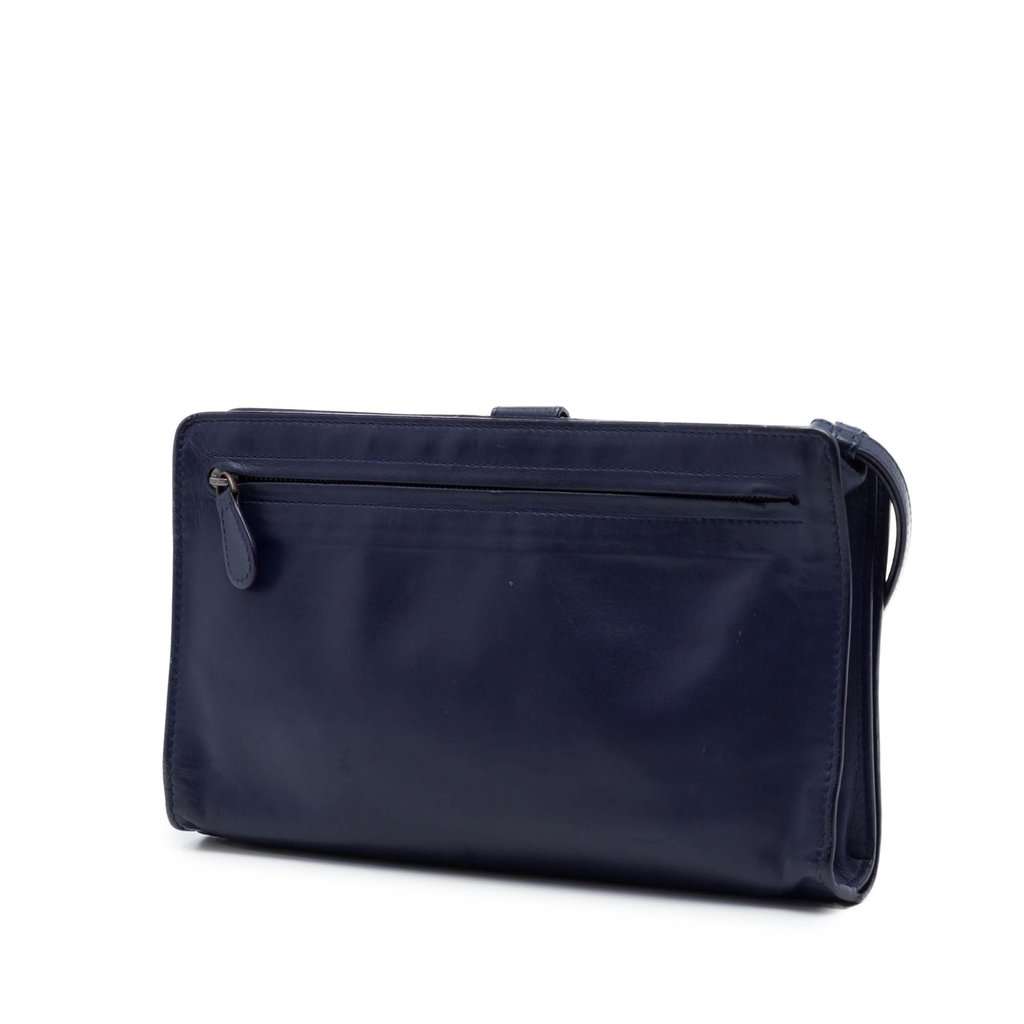 Bottega Veneta Nappa Intrecciato Trimmed Clutch Blue Leather Very good - Back View