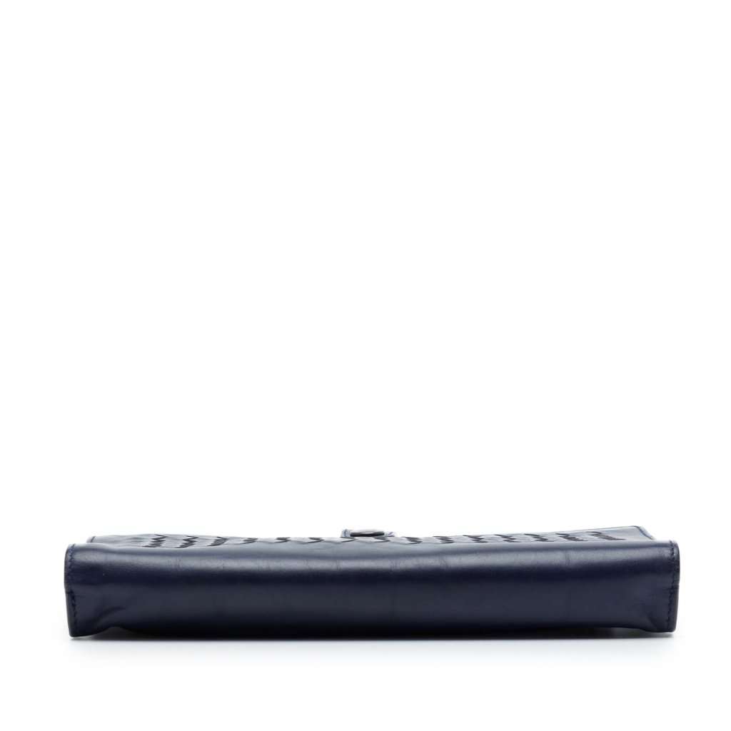 Bottega Veneta Nappa Intrecciato Trimmed Clutch Blue Leather Very good - Inside View