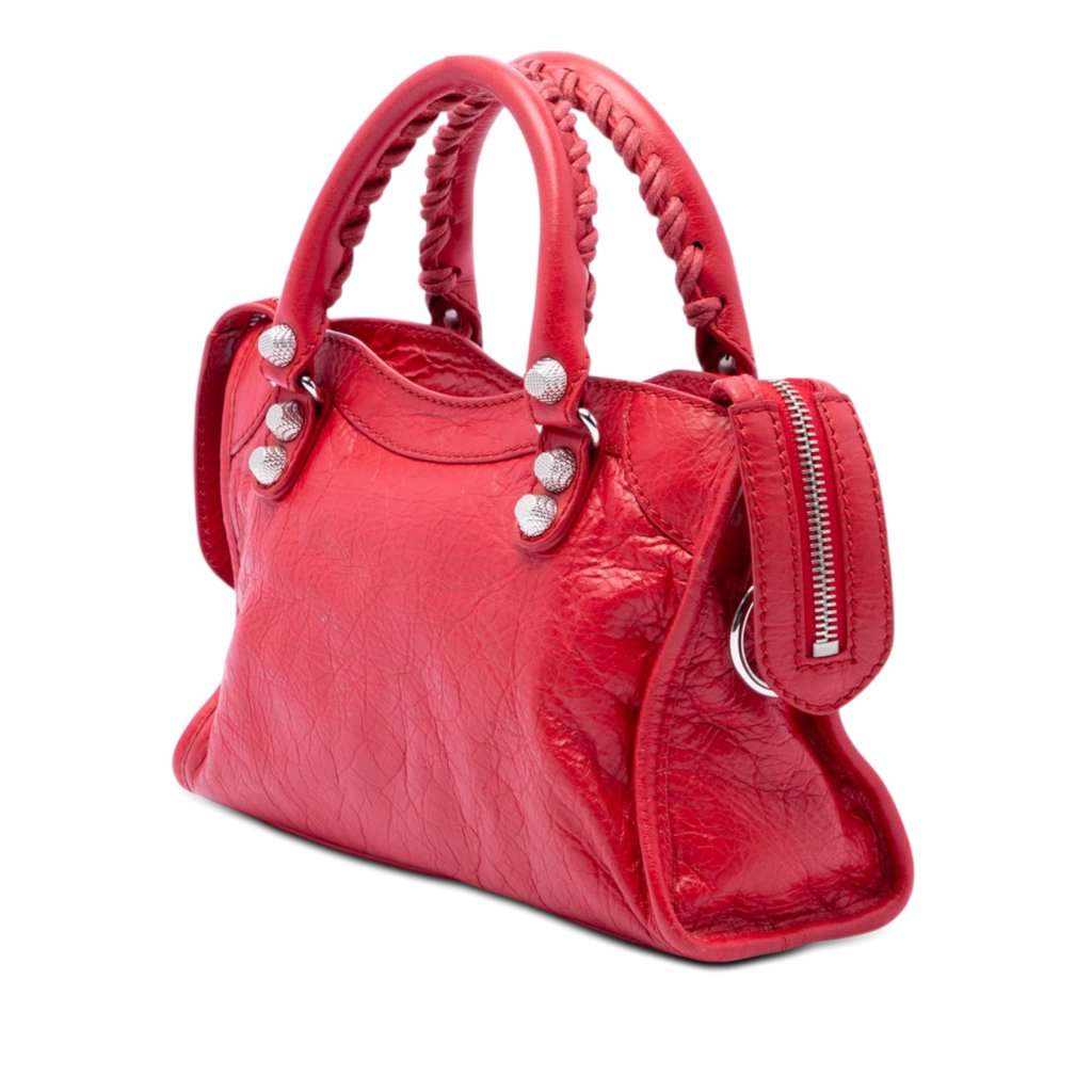 Balenciaga Mini Lambskin Motocross Giant 21 City Satchel Red Leather Very good - Back View