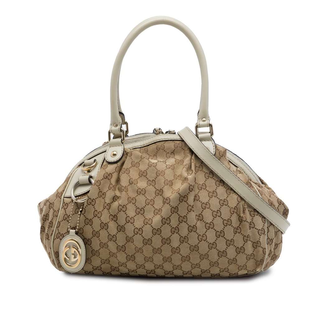 Gucci GG Canvas Sukey Satchel Beige Very good - Front View
