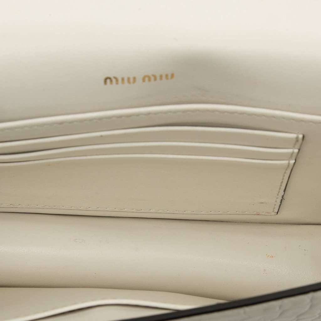 Miu Miu Croc Embossed Leather Crystal Solitaire Crossbody White Leather Very good condition - Model View