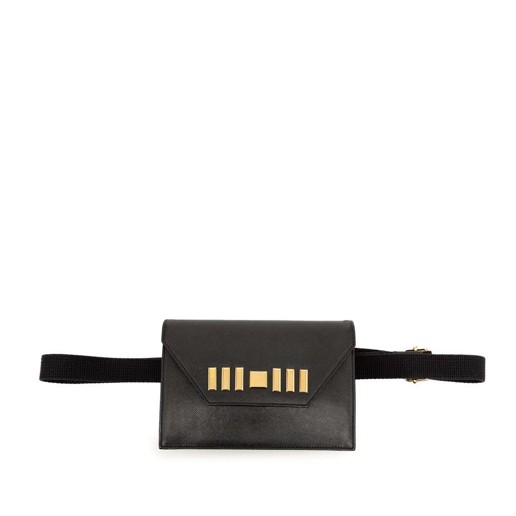 Saint Laurent Studded Leather Belt Bag Black Leather Very good condition - Front View