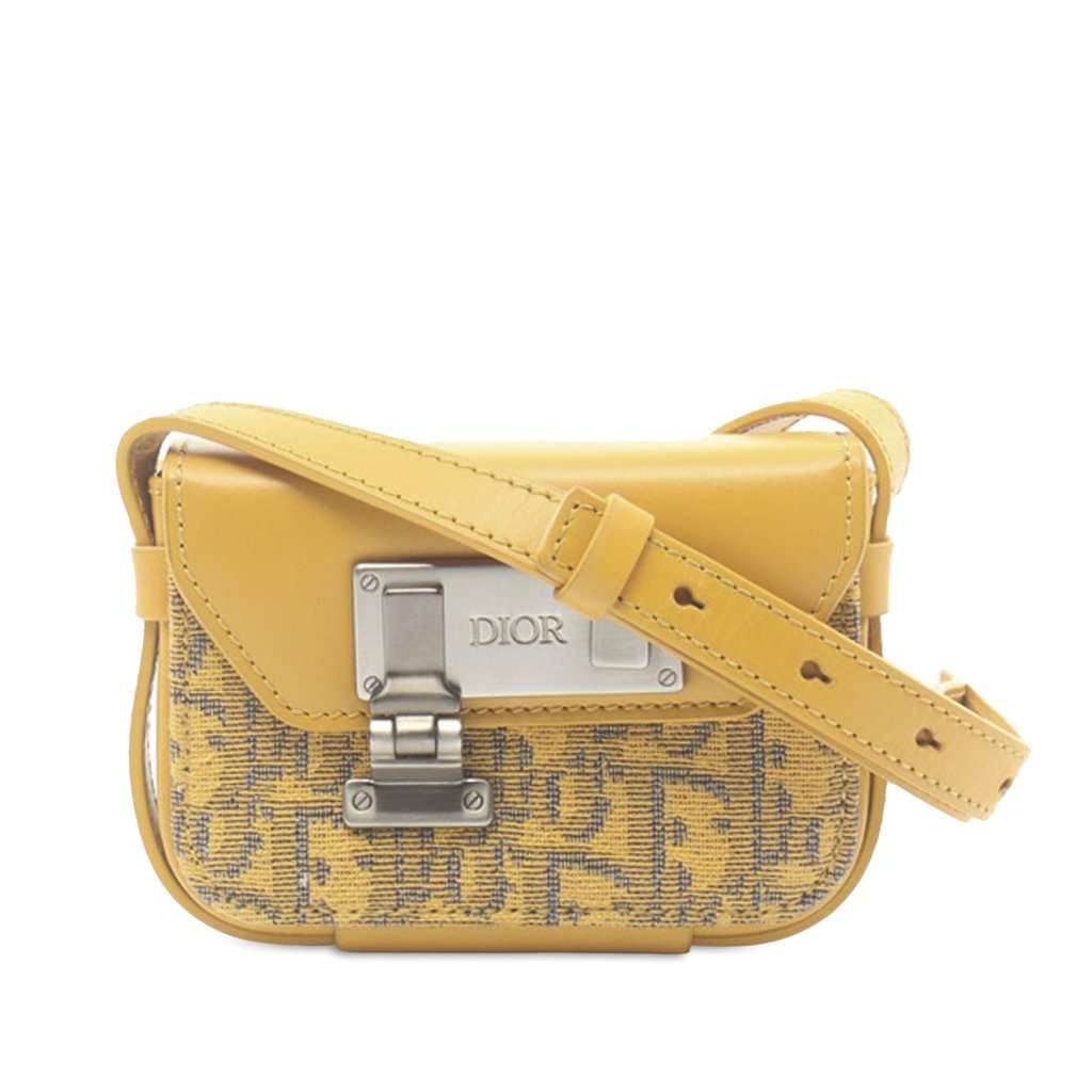 Dior Nano Oblique Lock Pouch Crossbody Yellow Very good - Front View