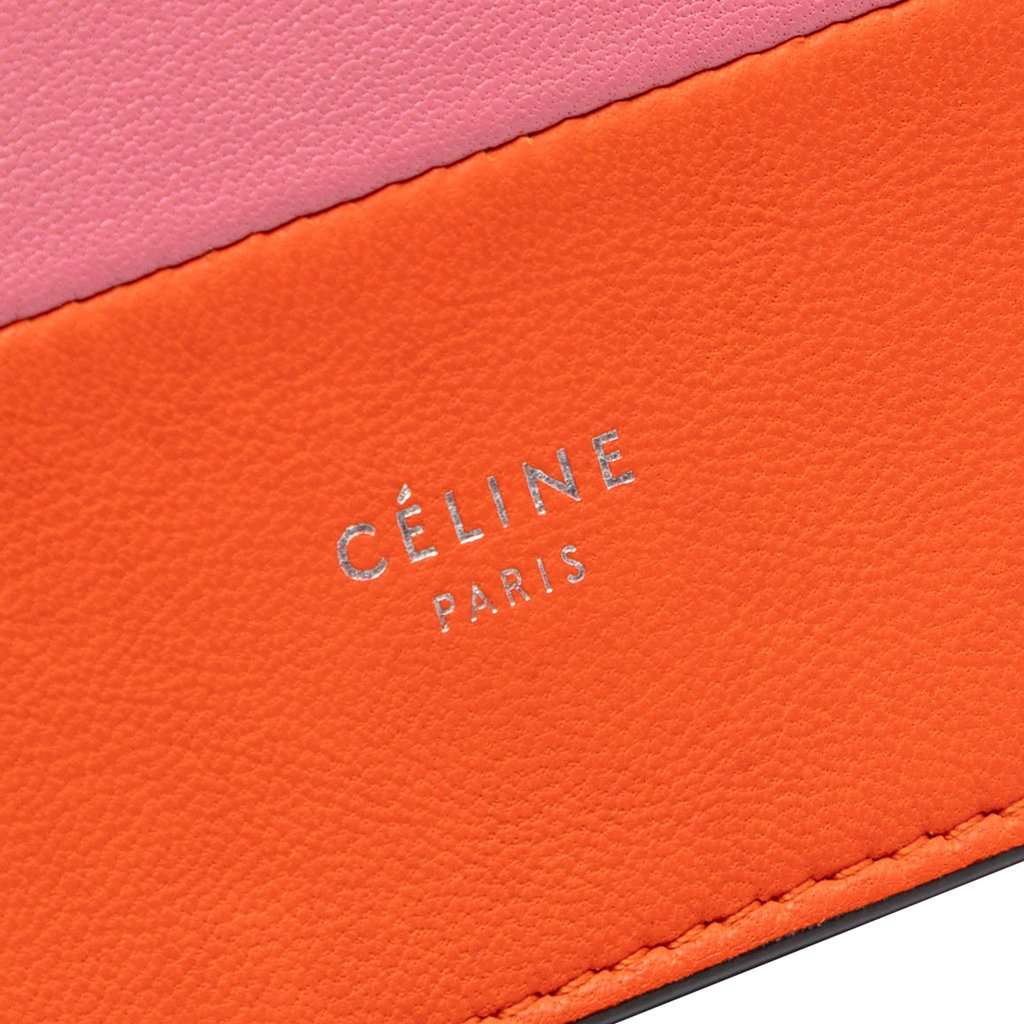 Celine Leather Frame Wallet on Chain Orange Leather Very good condition - Box View