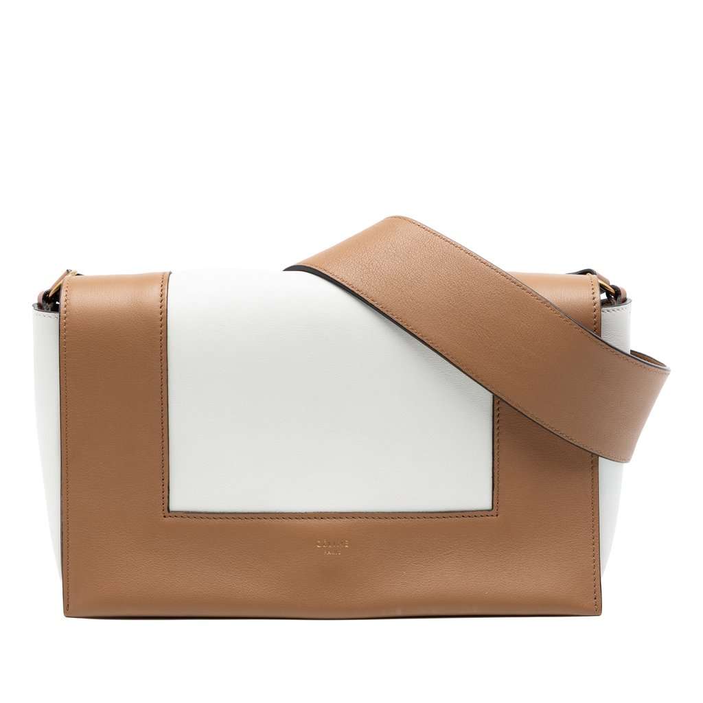 Celine Leather Frame Shoulder Bag White Leather Very good condition - Front View