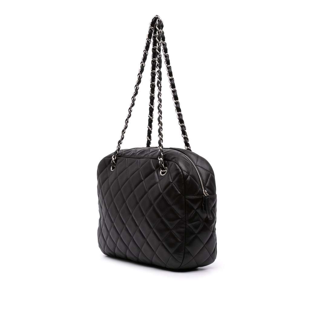 Chanel CC Quilted Lambskin Camera Bag Black Leather Very good - Back View