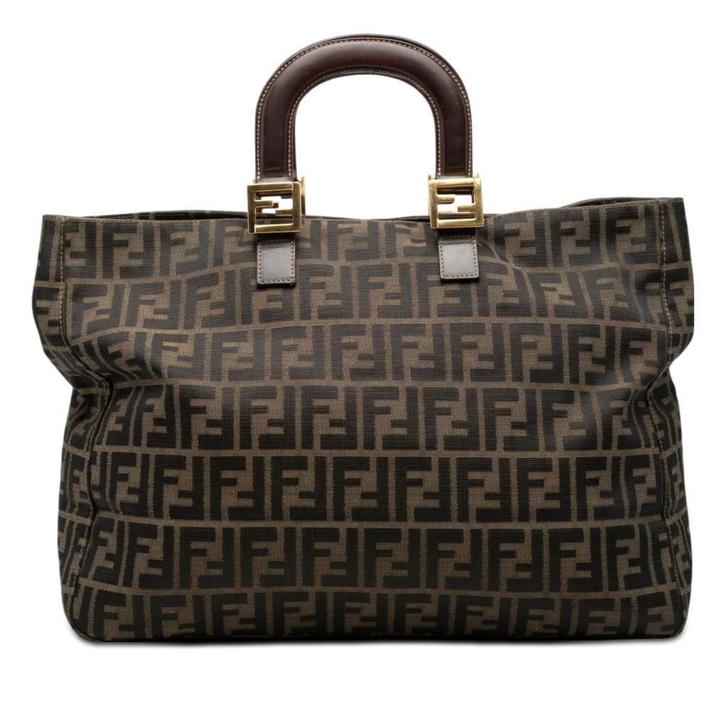Fendi Large Zucca Canvas Twins Tote Brown Very good condition - Front View