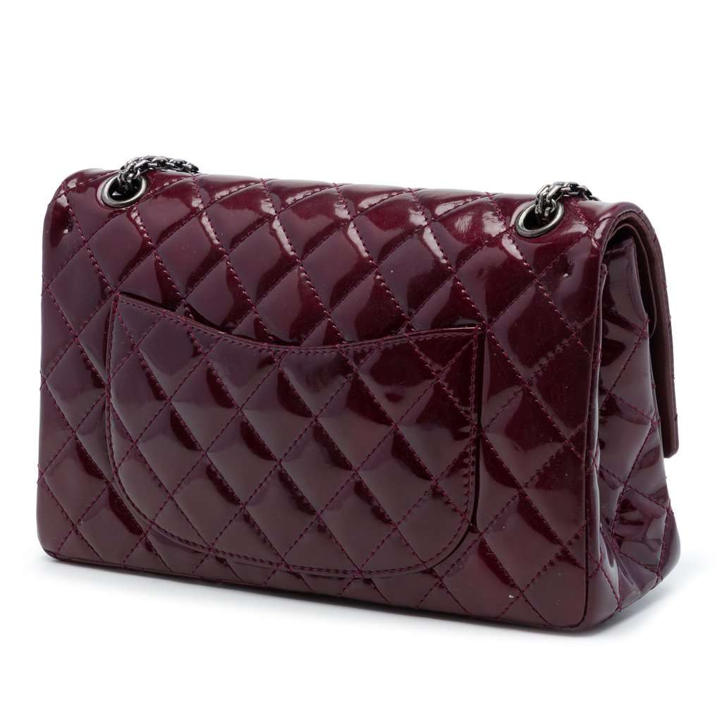 Chanel Quilted Patent Reissue 2.55 Double Flap 226 Red Leather Very good condition - Back View