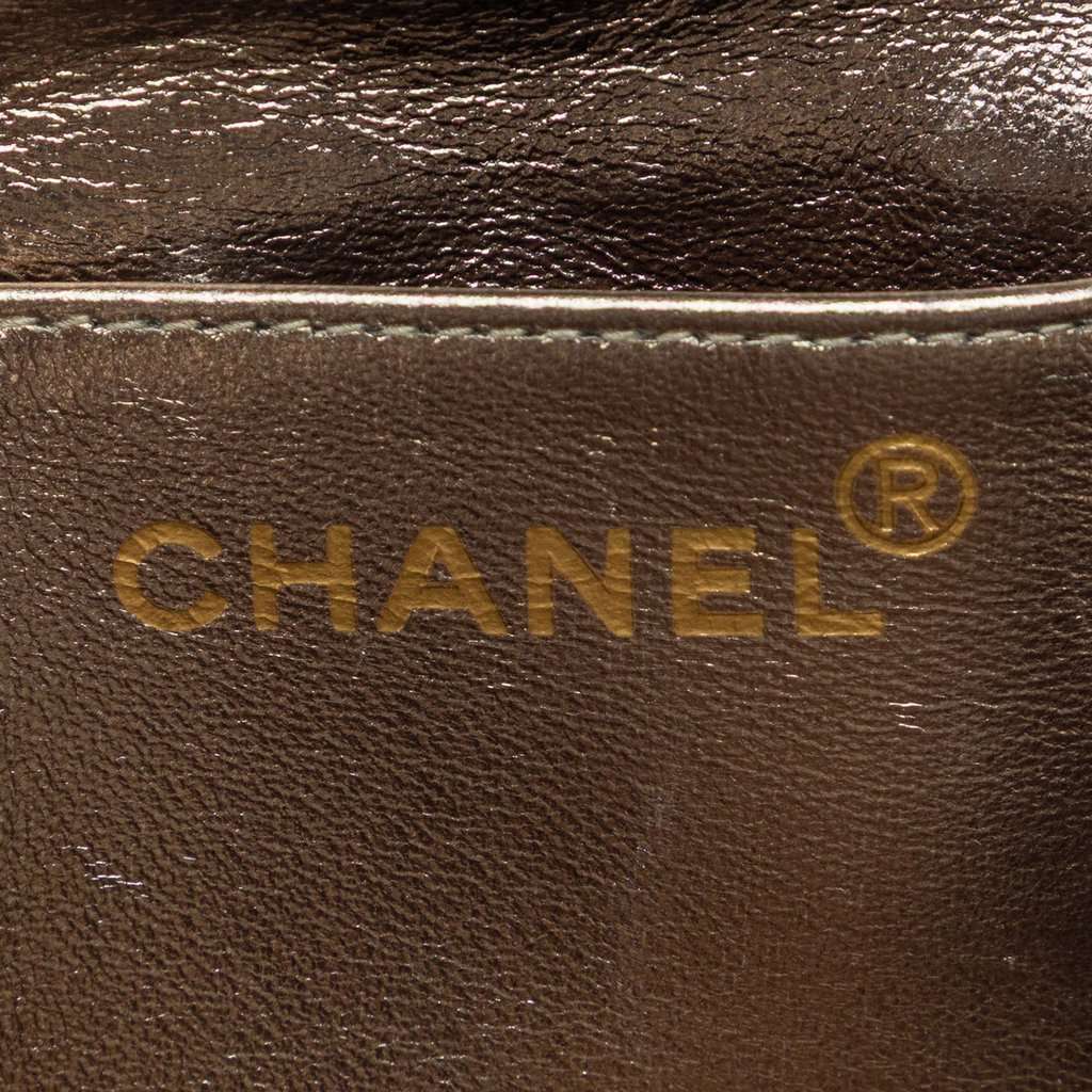 Chanel Mini CC Quilted Metallic Lambskin Frame Crossbody Silver Leather Very good condition - Box View