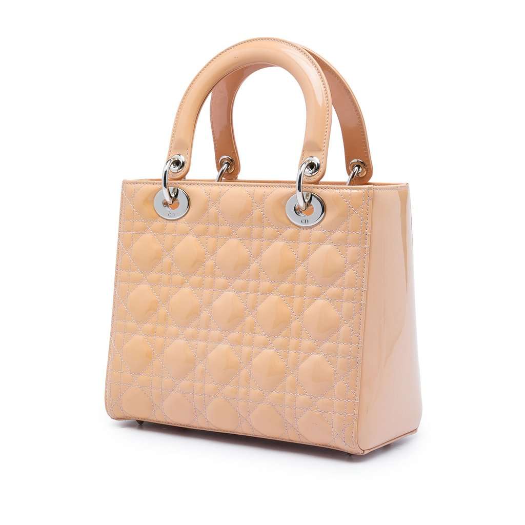 Dior Medium Patent Cannage Lady Dior Brown Leather Very good condition - Back View