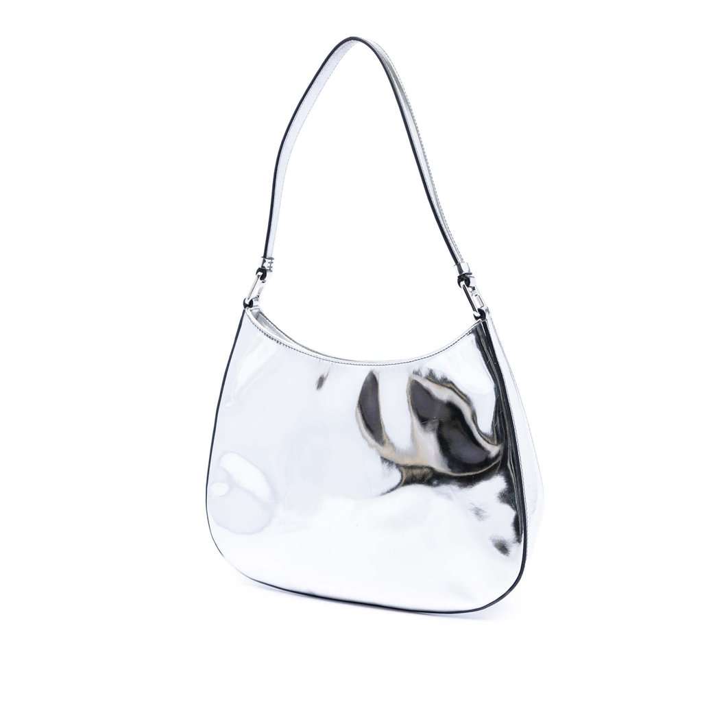 Prada Spazzolato Leather Cleo Shoulder Bag Silver Leather Very good condition - Back View
