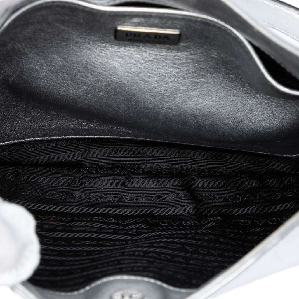 Prada Spazzolato Leather Cleo Shoulder Bag Silver Leather Very good condition - Model View
