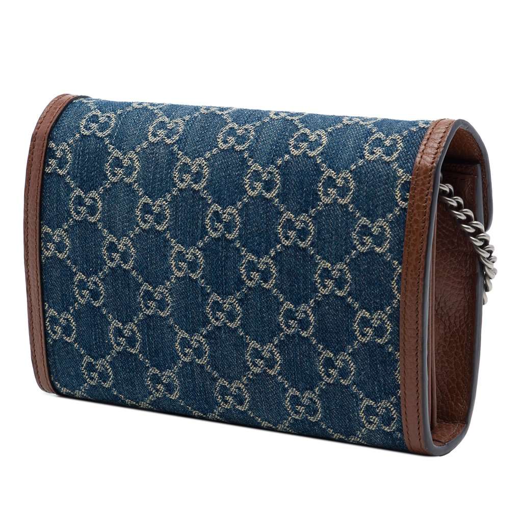 Gucci GG Denim Dionysus Wallet on Chain Blue Very good - Back View