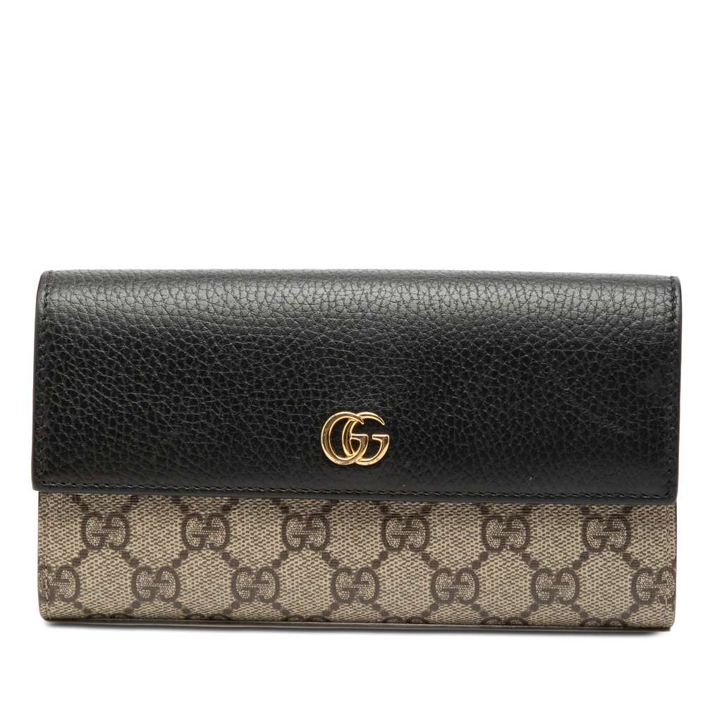 Gucci Bicolor GG Marmont GG Supreme Continental Wallet Beige Very good - Front View