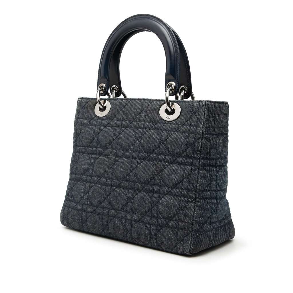 Dior Medium Denim Cannage Lady Dior Blue Very good condition - Back View