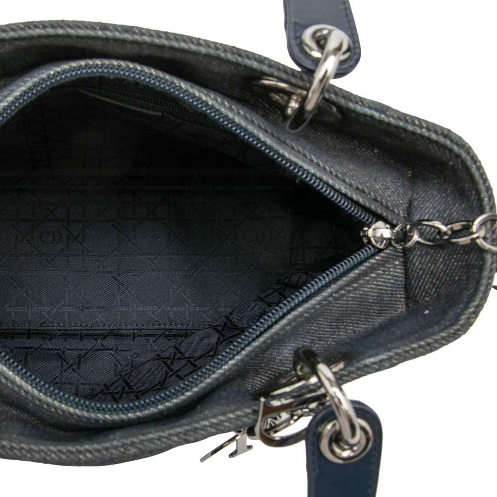 Dior Medium Denim Cannage Lady Dior Blue Very good condition - Model View