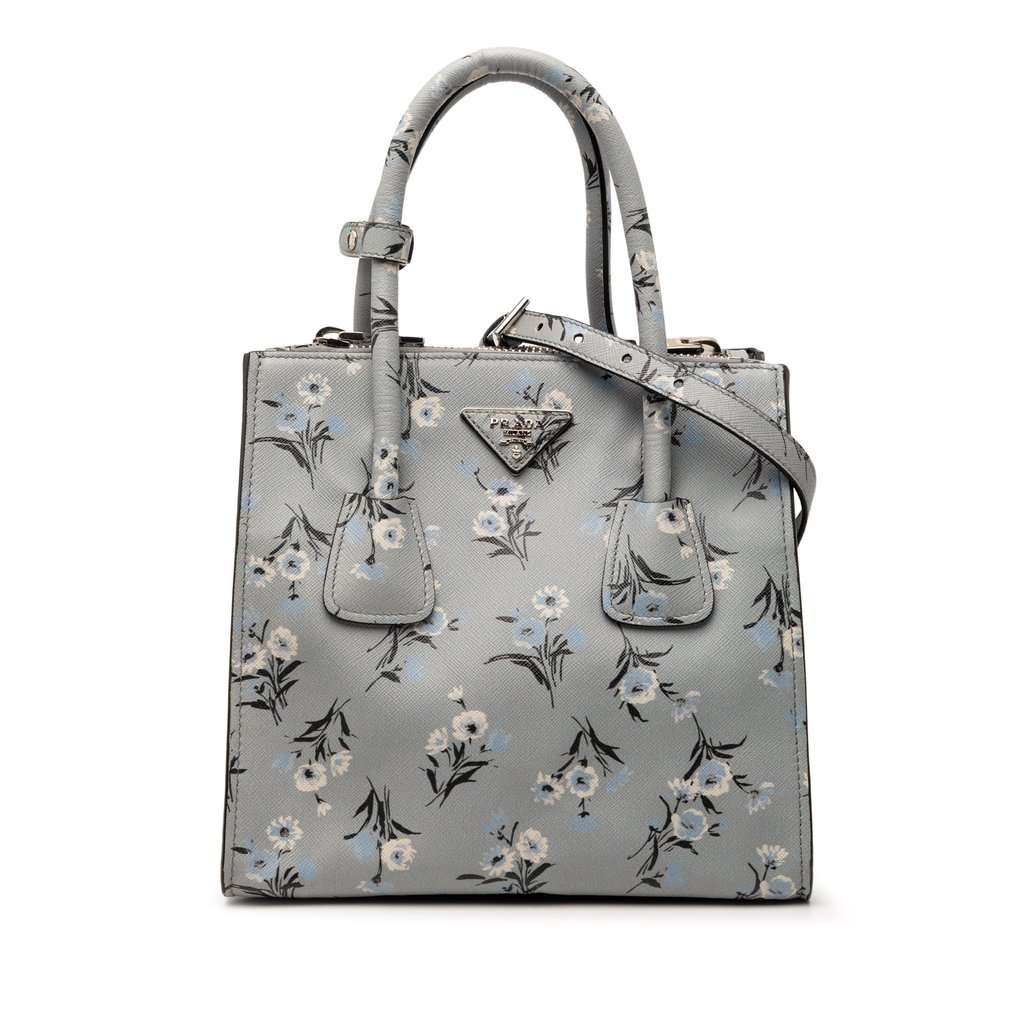 Prada Saffiano Floral Print Twin Pocket Satchel Other Leather Very good condition - Front View