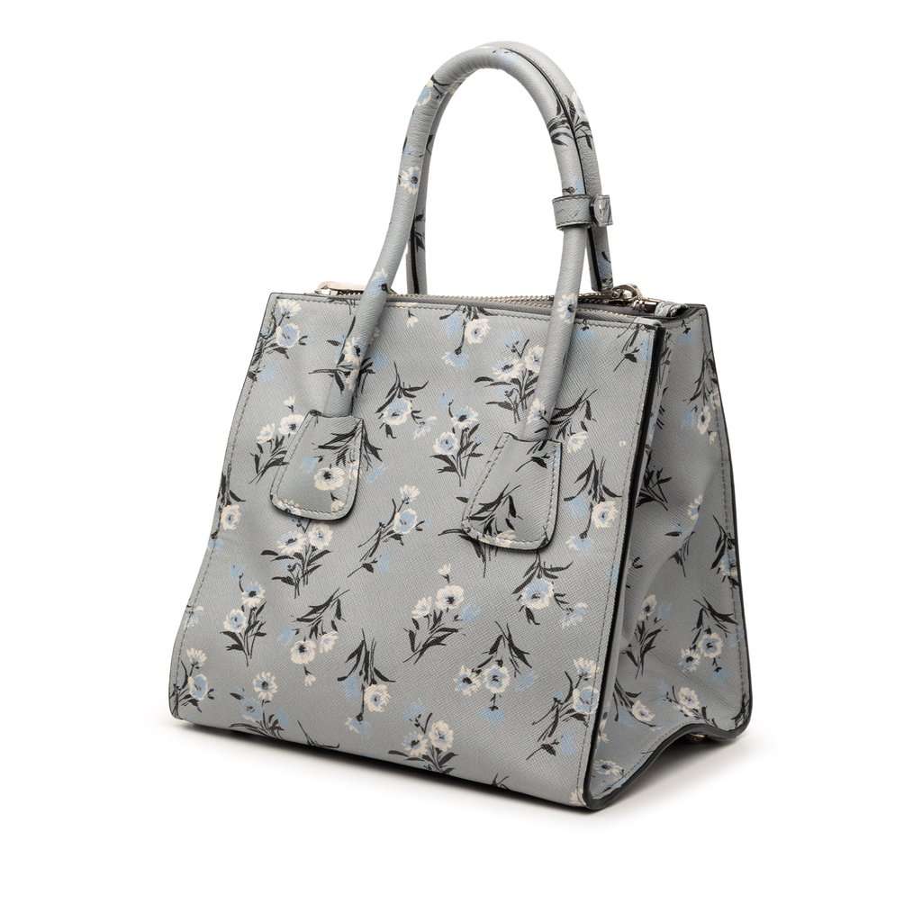 Prada Saffiano Floral Print Twin Pocket Satchel Other Leather Very good condition - Back View