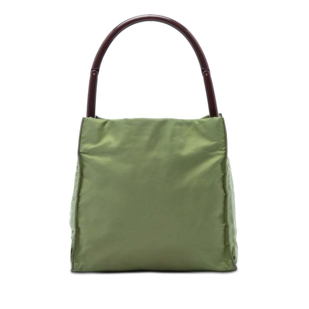 Prada Tessuto Enamel Top Handle Bag Green Very good - Front View