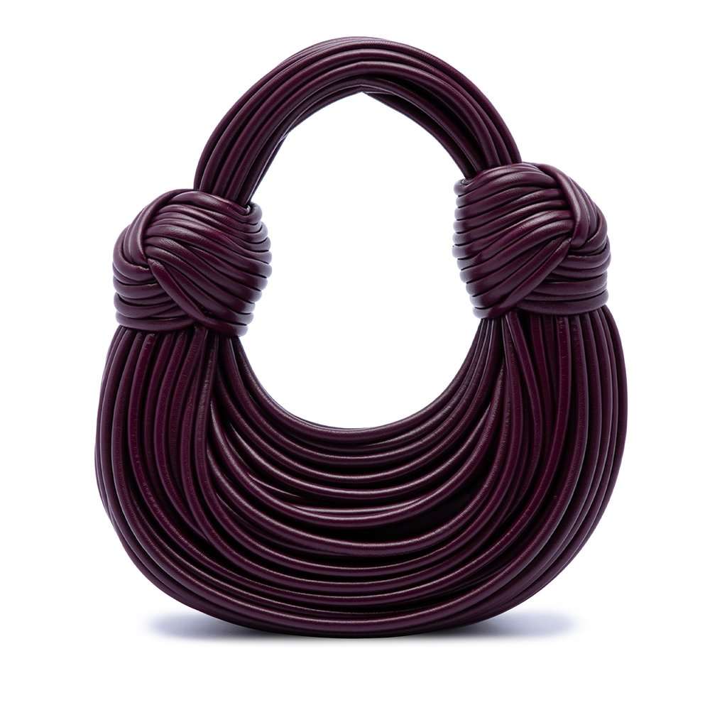 Bottega Veneta Mini Nappa Tubular Double Knot Bag Purple Leather Very good condition - Front View