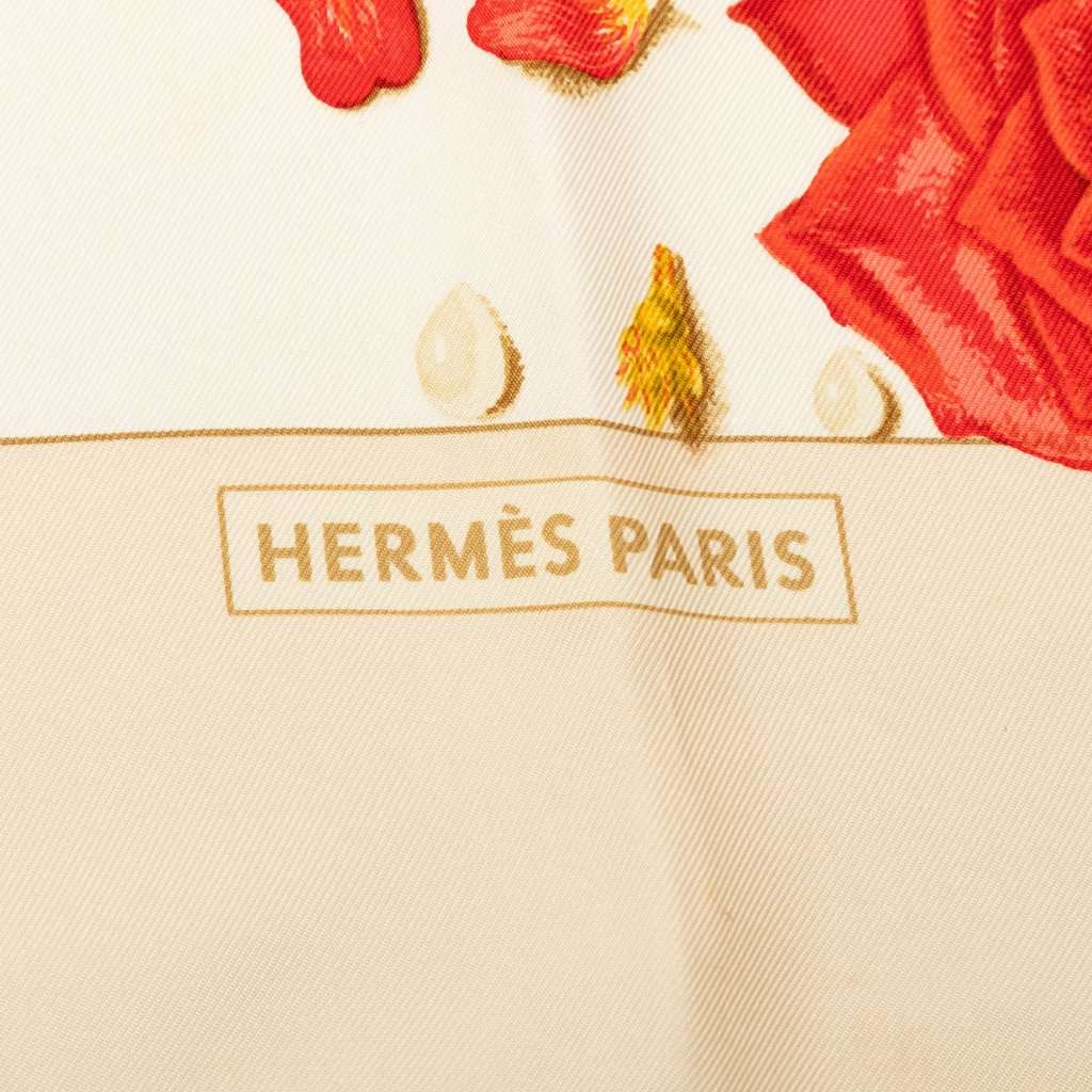 Hermès La Rosee Silk Scarf 90 Brown Very good - Back View