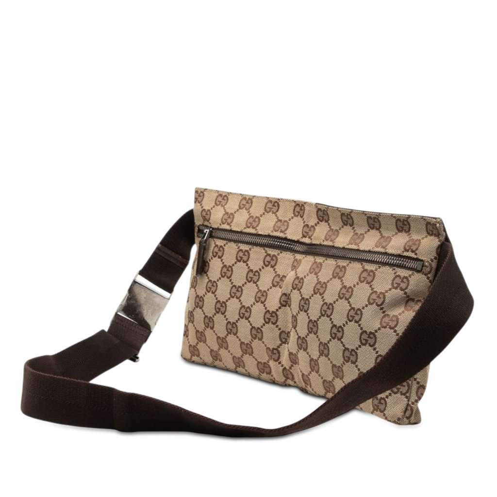Gucci GG Canvas Double Pocket Belt Bag Beige Very good condition - Back View