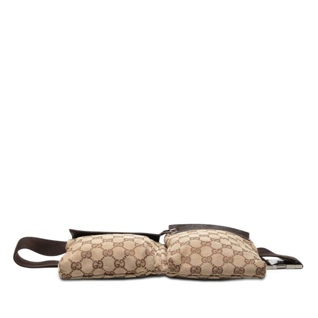 Gucci GG Canvas Double Pocket Belt Bag Beige Very good condition - Inside View
