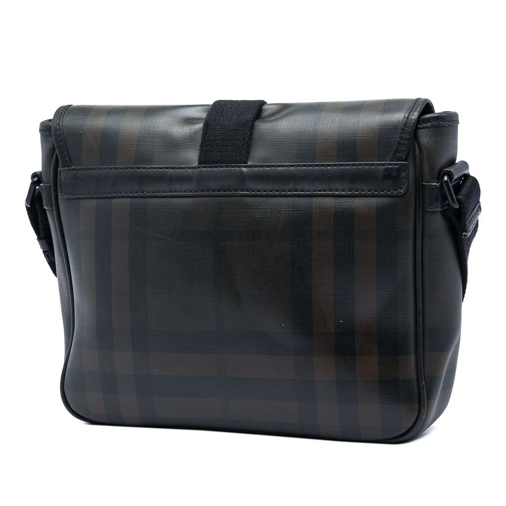Burberry Smoke Check Coated Canvas Crossbody Brown Very good - Back View