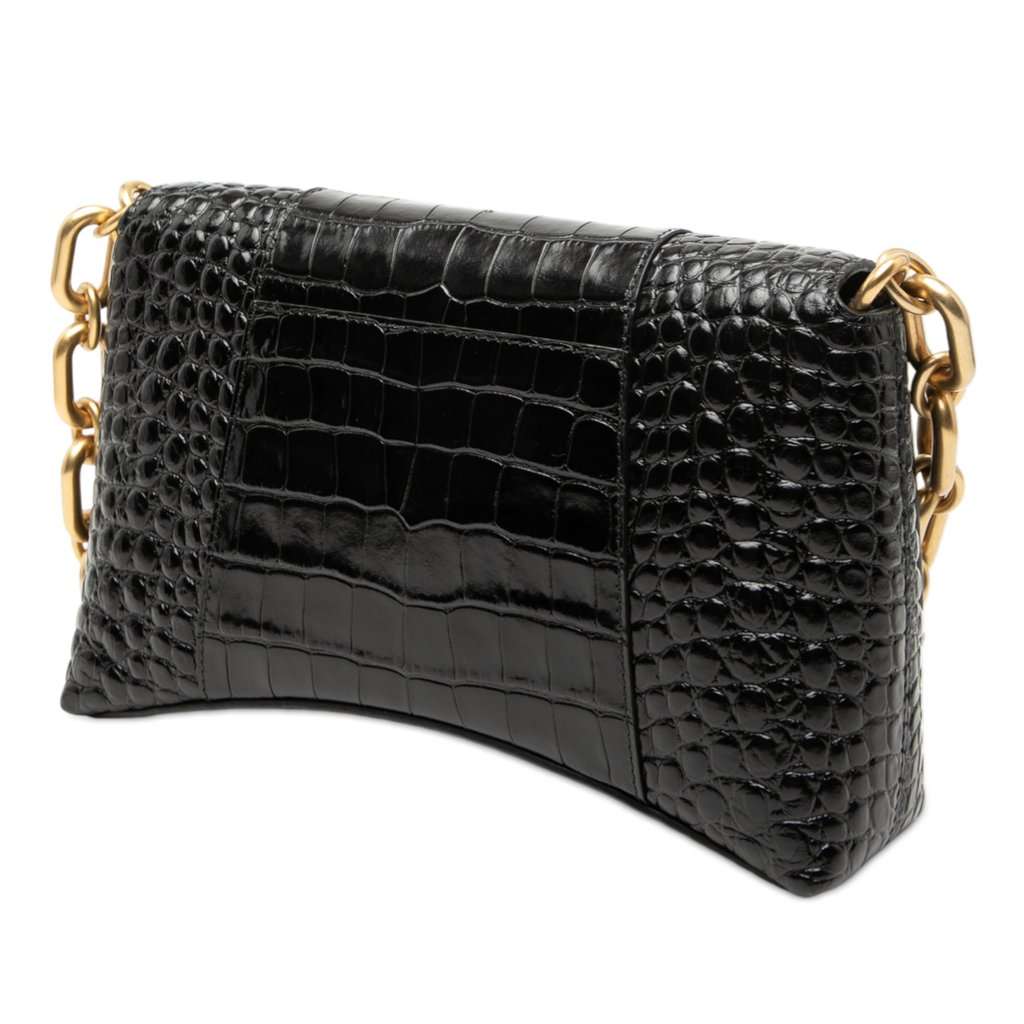 Balenciaga Croc Embossed Leather Downtown Crossbody XS Black Leather Very good - Back View
