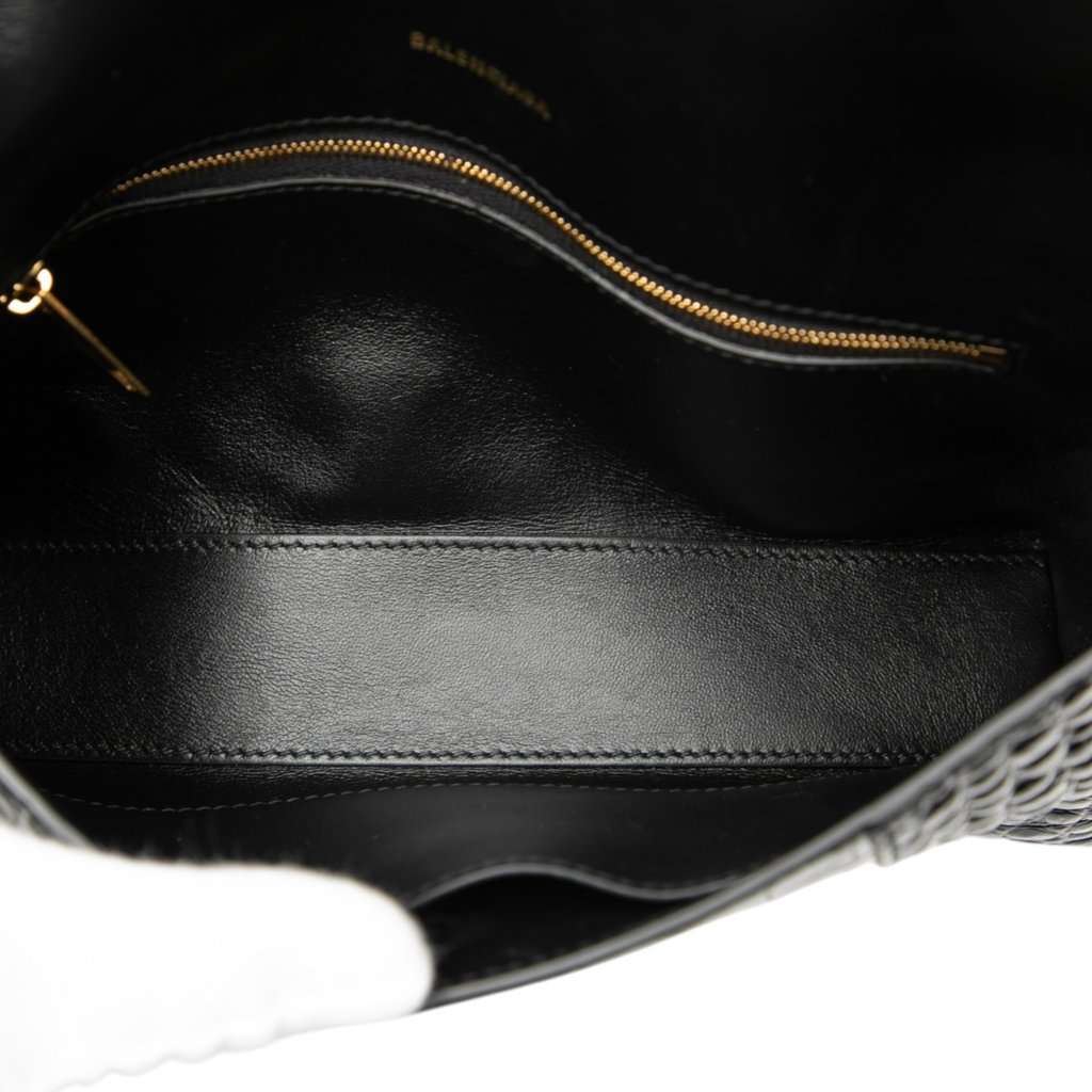 Balenciaga Croc Embossed Leather Downtown Crossbody XS Black Leather Very good - Model View