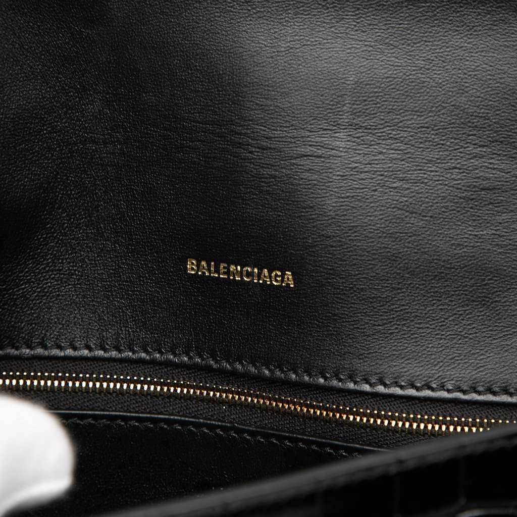 Balenciaga Croc Embossed Leather Downtown Crossbody XS Black Leather Very good - Box View