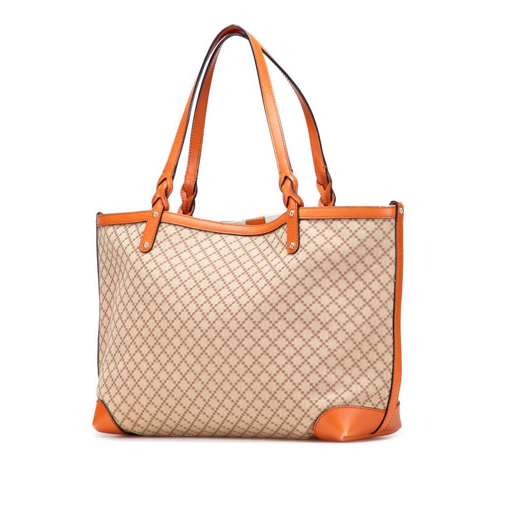Gucci Medium Diamante Canvas Craft Tote Beige Very good - Back View