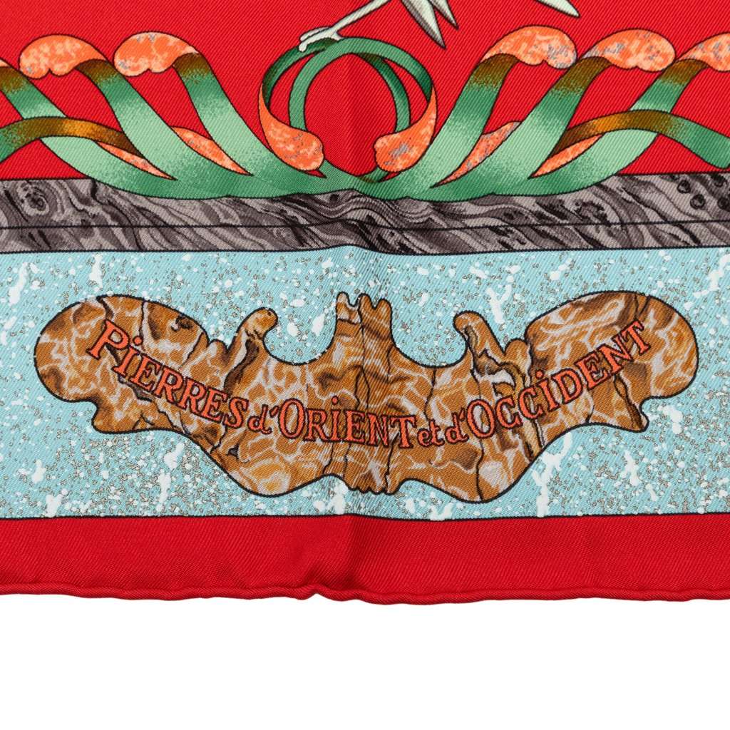 Hermès Pierres D Orient Et D Occident Silk Scarf Red Very good - Box View