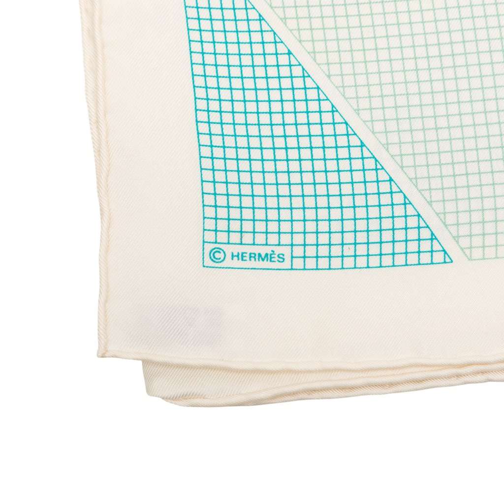 Hermès H en Biais Silk Scarf 90 Blue Never worn - Back View