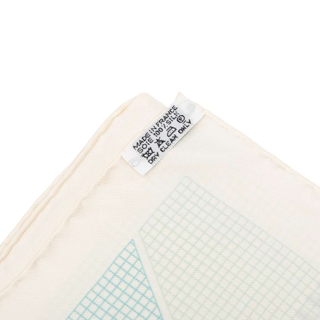 Hermès H en Biais Silk Scarf 90 Blue Never worn - Inside View