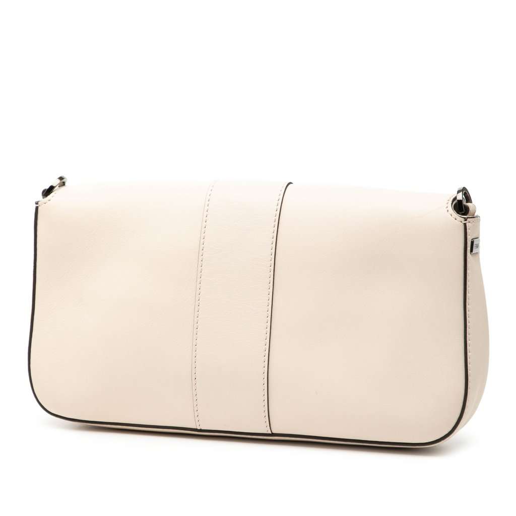Fendi Whipstitch Leather Baguette Crossbody White Leather Very good - Back View