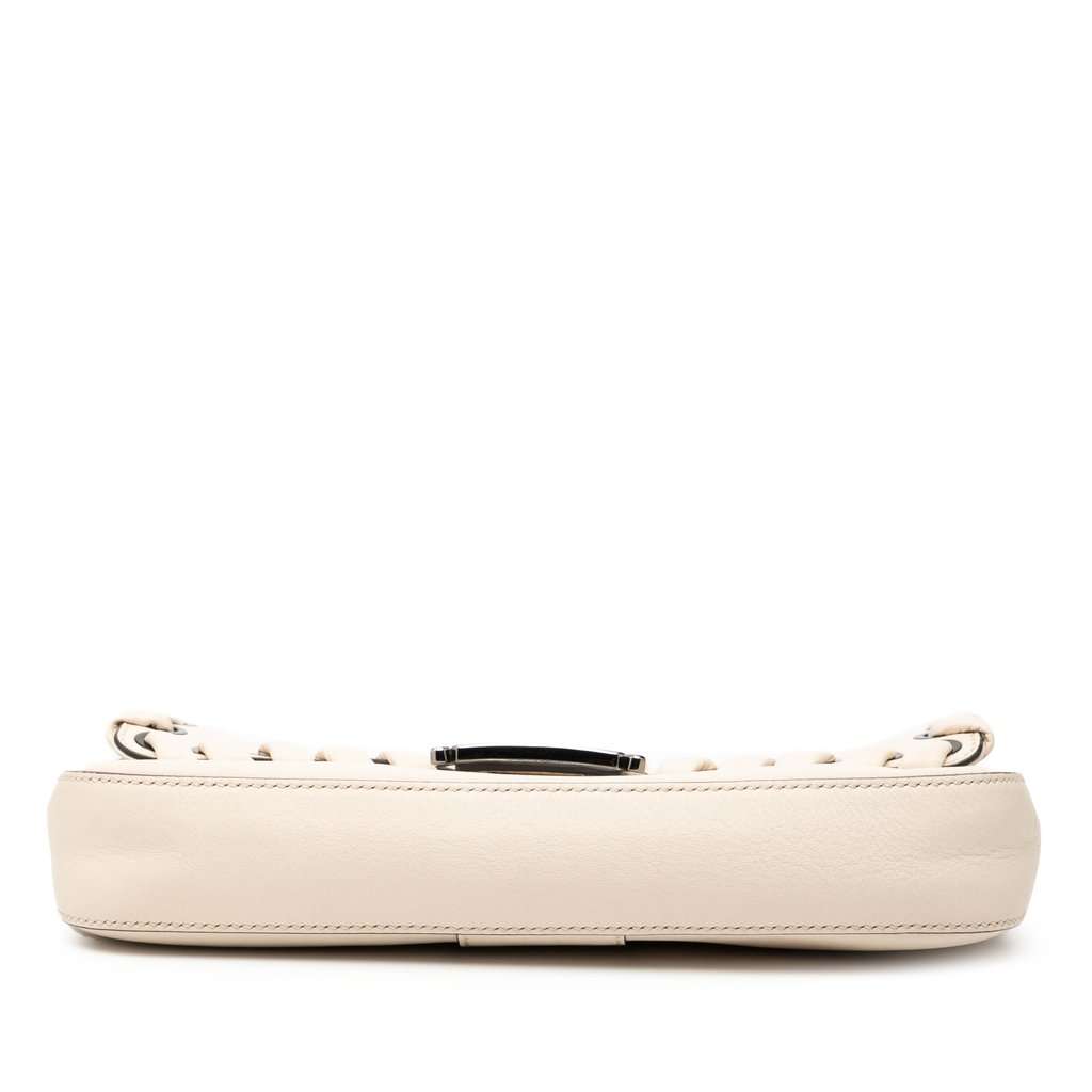 Fendi Whipstitch Leather Baguette Crossbody White Leather Very good - Inside View