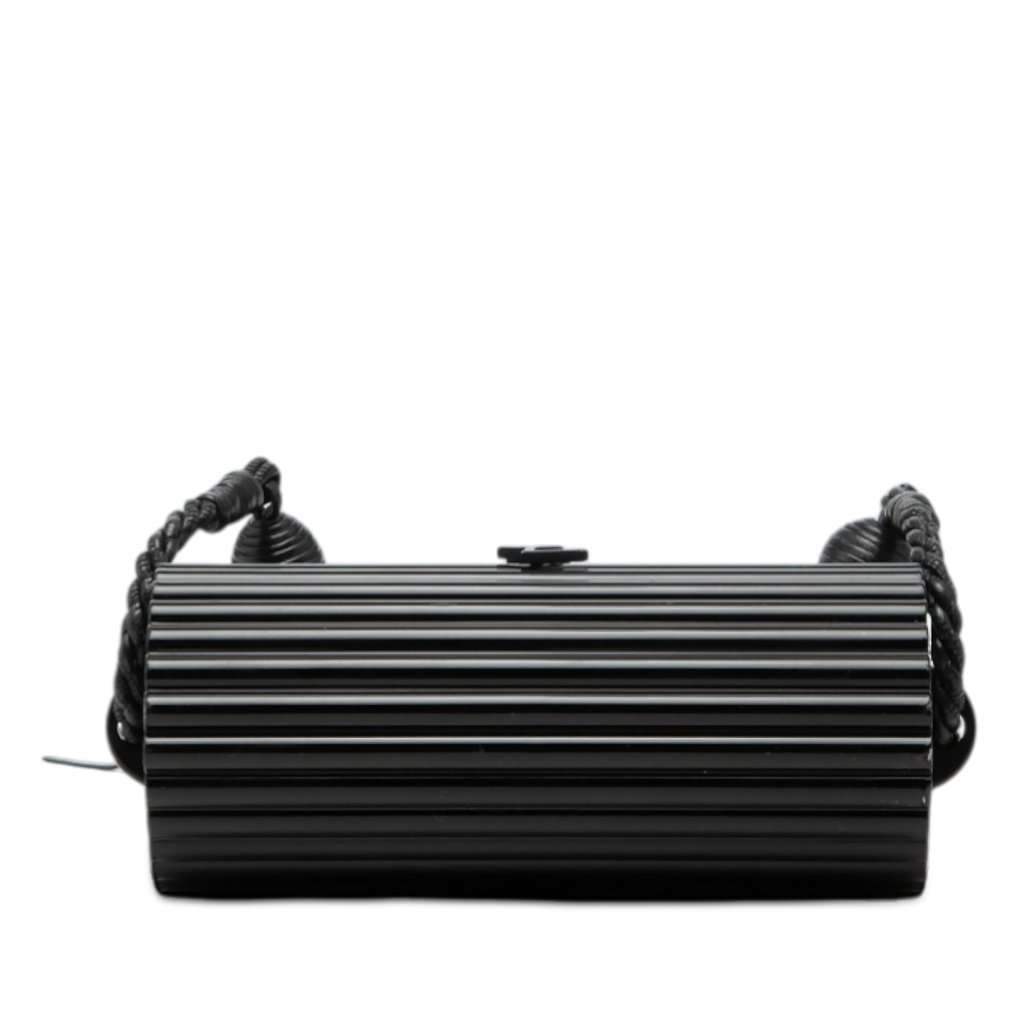 Saint Laurent Ribbed Acrylic Lambskin Fringe Monogram Monochrome Opium Box Bag Black Plastic Good condition - Inside View