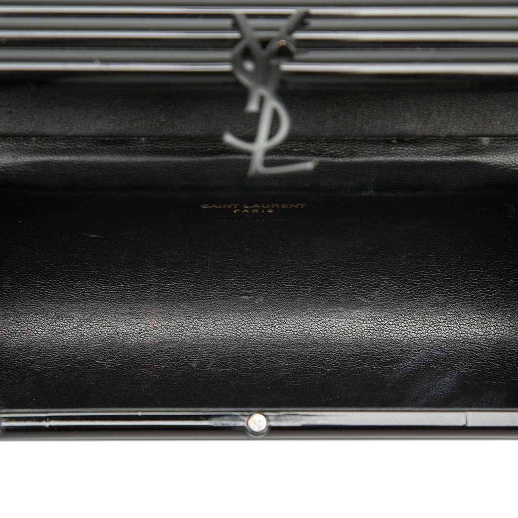 Saint Laurent Ribbed Acrylic Lambskin Fringe Monogram Monochrome Opium Box Bag Black Plastic Good condition - Model View