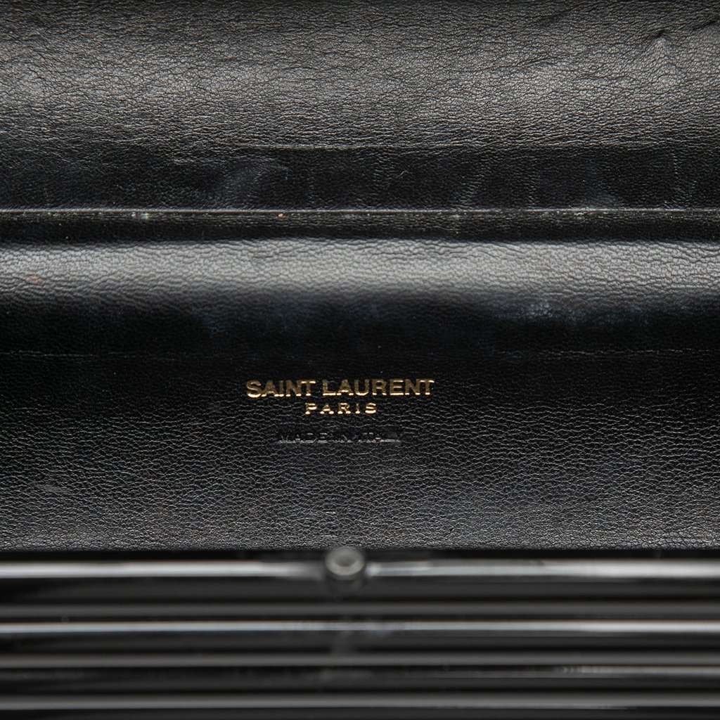 Saint Laurent Ribbed Acrylic Lambskin Fringe Monogram Monochrome Opium Box Bag Black Plastic Good condition - Box View