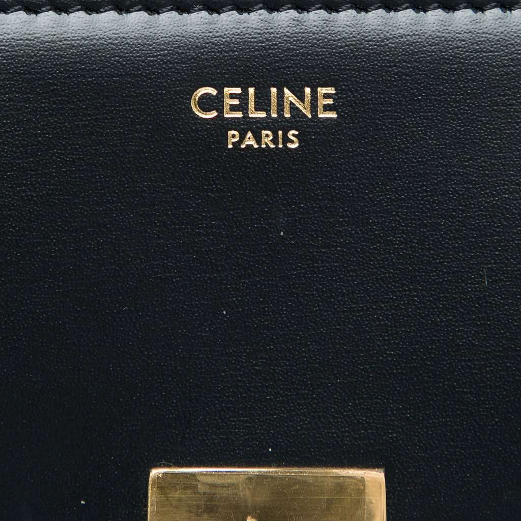 Celine Shiny Calfskin Claude Chain Shoulder Bag Black Leather Very good - Box View