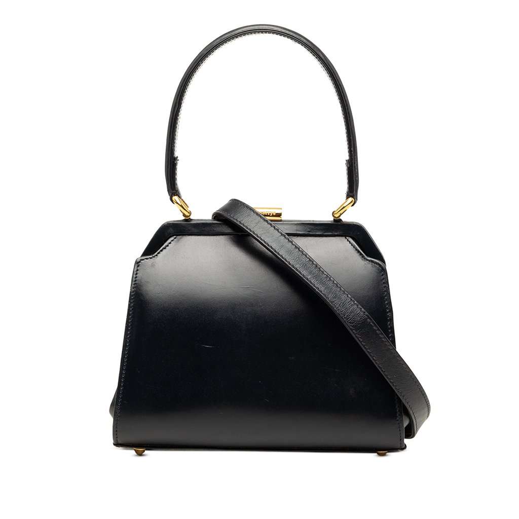 Burberry Leather Satchel Black Leather Good - Front View