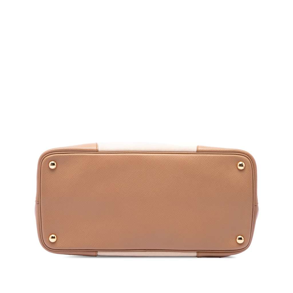 Prada Medium Canvas and Saffiano Cuir Double Satchel Beige Very good condition - Inside View