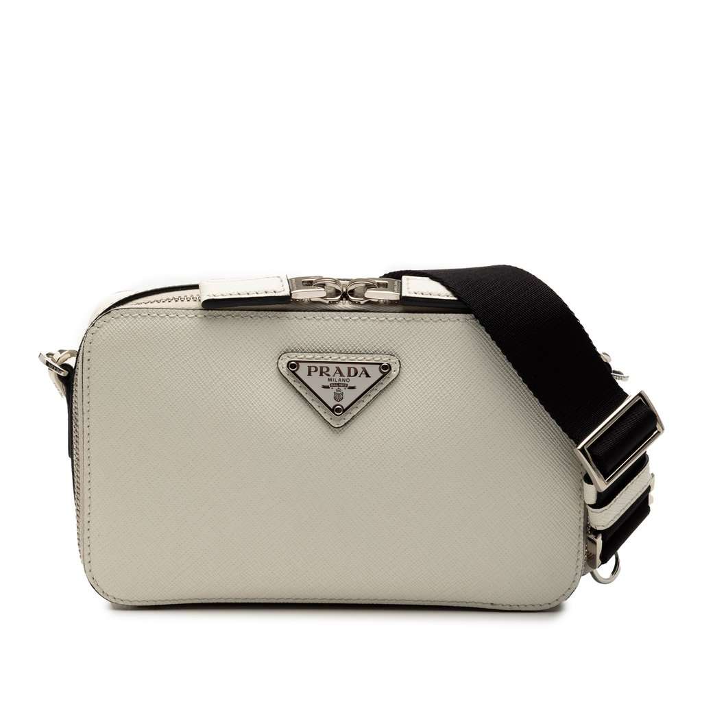Prada Saffiano Brique Crossbody White Leather Very good - Front View
