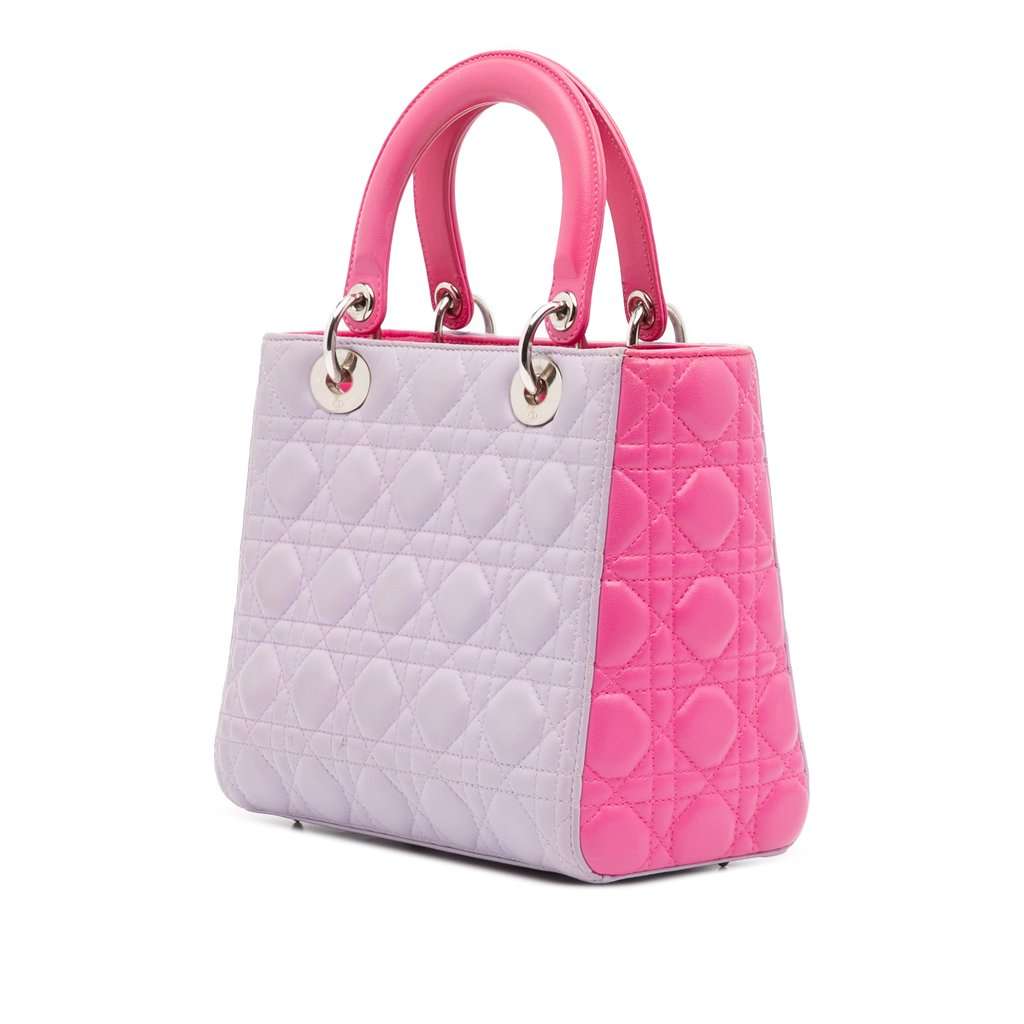Dior Medium Bicolor Lambskin Cannage Lady Dior Purple Leather Very good - Back View