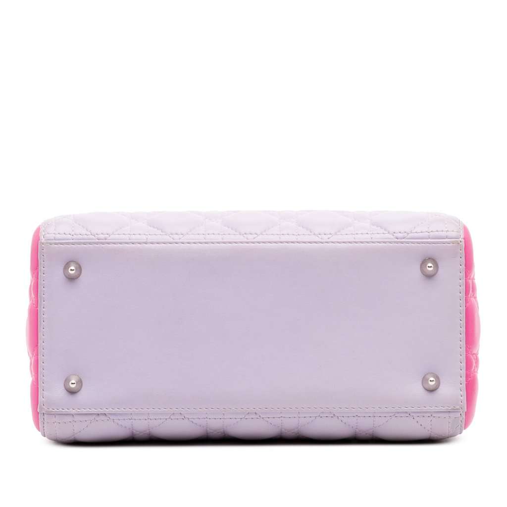 Dior Medium Bicolor Lambskin Cannage Lady Dior Purple Leather Very good - Inside View